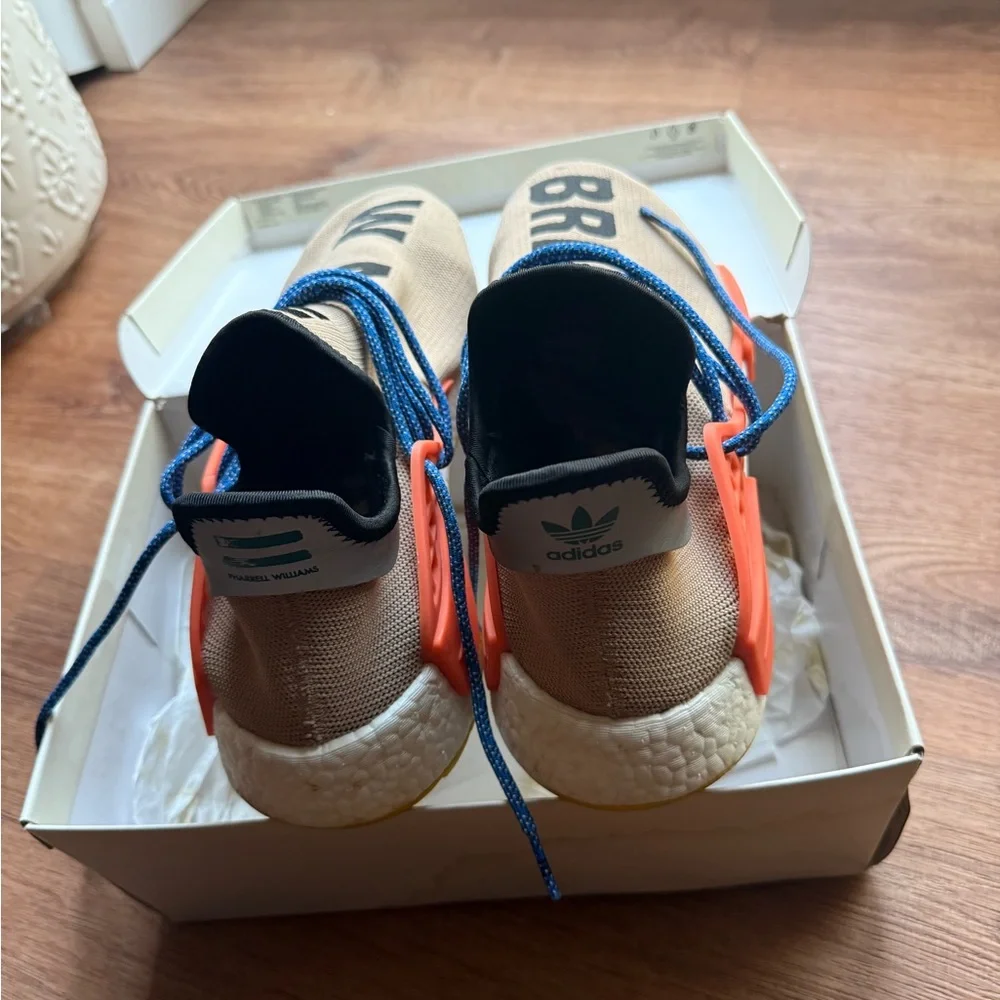 adidas Pharrell William human race Beige Sneakers with Orange-and Yellow